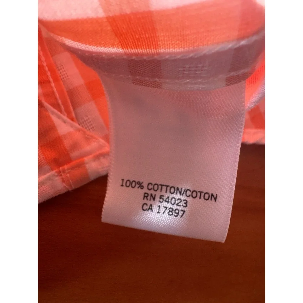 Banana Republic Vintage Orange Gingham Men's Slim Non Iron 16-16 I/2 34-35 Shirt